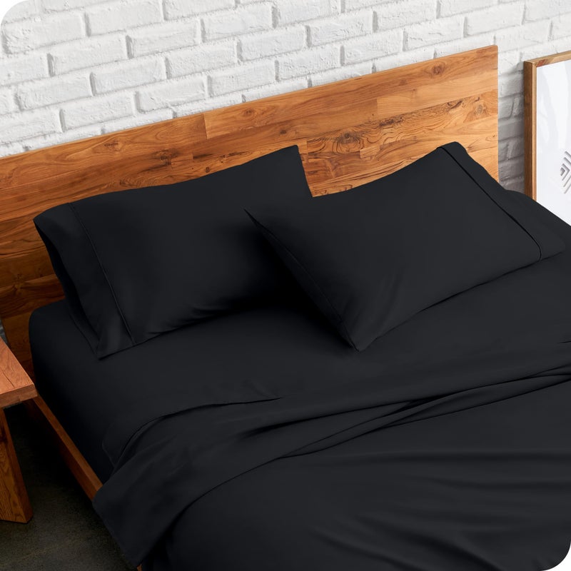 Bare Home Premium 1800 Ultra-Soft Microfiber Pillowcase Set - Double Brushed - Hypoallergenic - Wrinkle Resistant (Standard Pillowcase Set of 2  Black) - Image 2